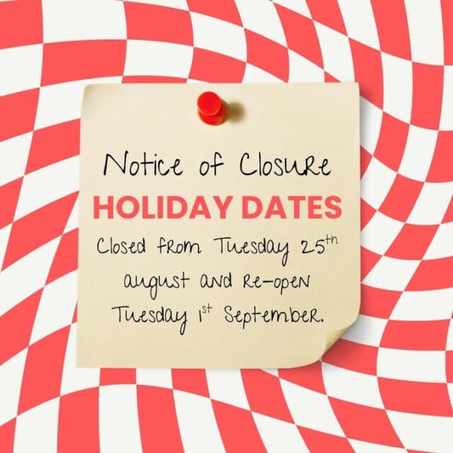 HOLIDAY CLOSURE REMINDER 🚨
Just a little heads up that tomorrow is our last day open before our closure!
We’ll be closed from Tuesday 25th August and will reopen on Tuesday 1st September.
So if you need to stock up on food, treats or anything else for your pets, make sure you pop in tomorrow!
Thank you as always for your support and we’ll see you when we’re back ♥️