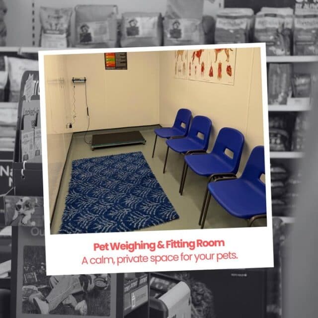 Did you know we have a Pet Weighing & Fitting Room in store?
A calm, private space where you can weigh your pet and make sure their harnesses, coats and accessories are the perfect fit.
Just ask a member of the PK’s team when you’re in ♥️