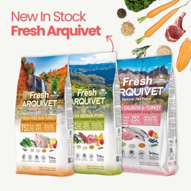 New in stock 👀
Fresh Arquivet natural dog food is now available in a choice of tasty flavours, made with 75% fresh meat and fish.
Pop in and pick up a bag for your pup!