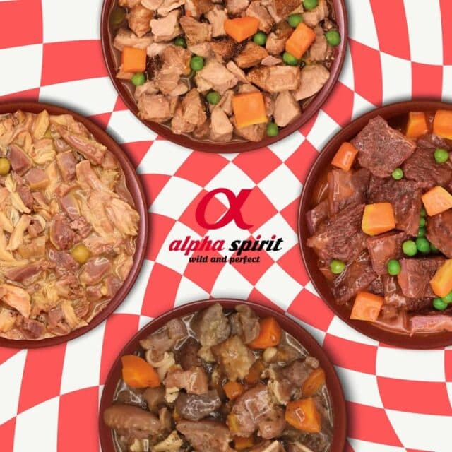 Alpha Spirit Dog Stews are made with 100% fresh meat and quality ingredients, gently cooked at a low temperature for a tasty, hearty meal.

Plenty of flavours to choose from too! 🐾